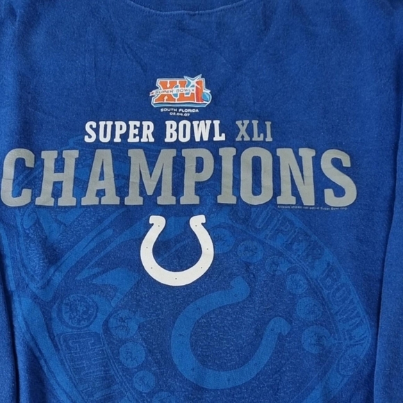 Colts Super Bowl XLI South Florida NFL Blue Sweatshirt Men Sweater Size Medium - Picture 4 of 6